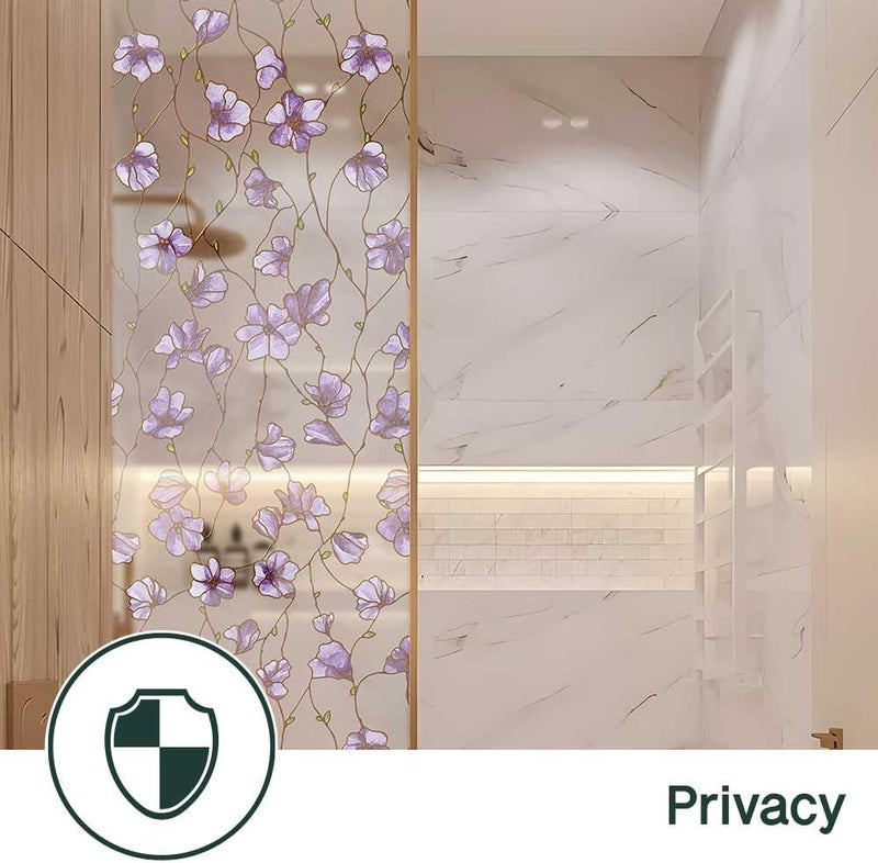 BEAUS TILE UNI Window Film Static Clings Non Adhesive 3D Stained Glass Window Decals UV Protection (Jacaranda, 37.4 x 24.4 Inch) - Image 3
